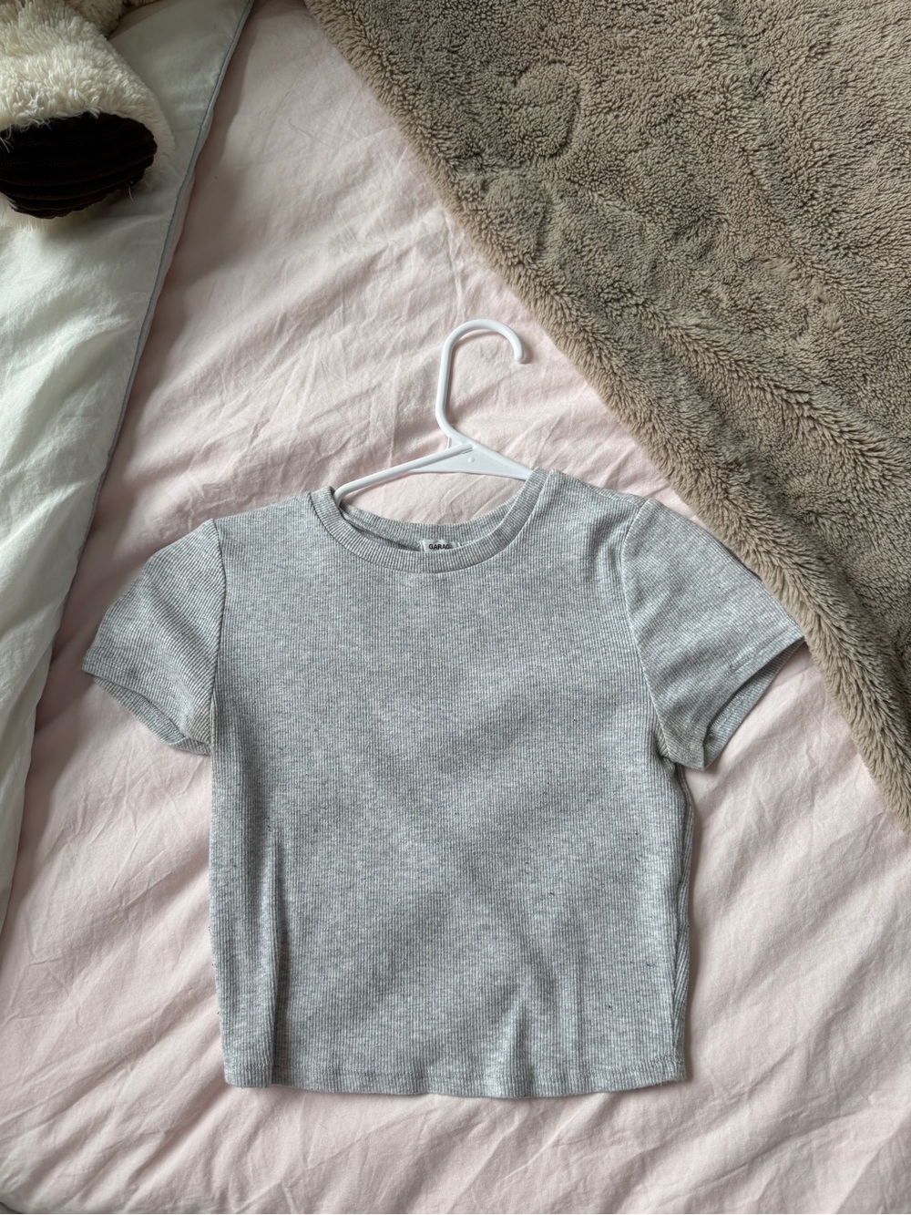 Garage Light Gray Ribbed Crewneck Short Sleeve Tee